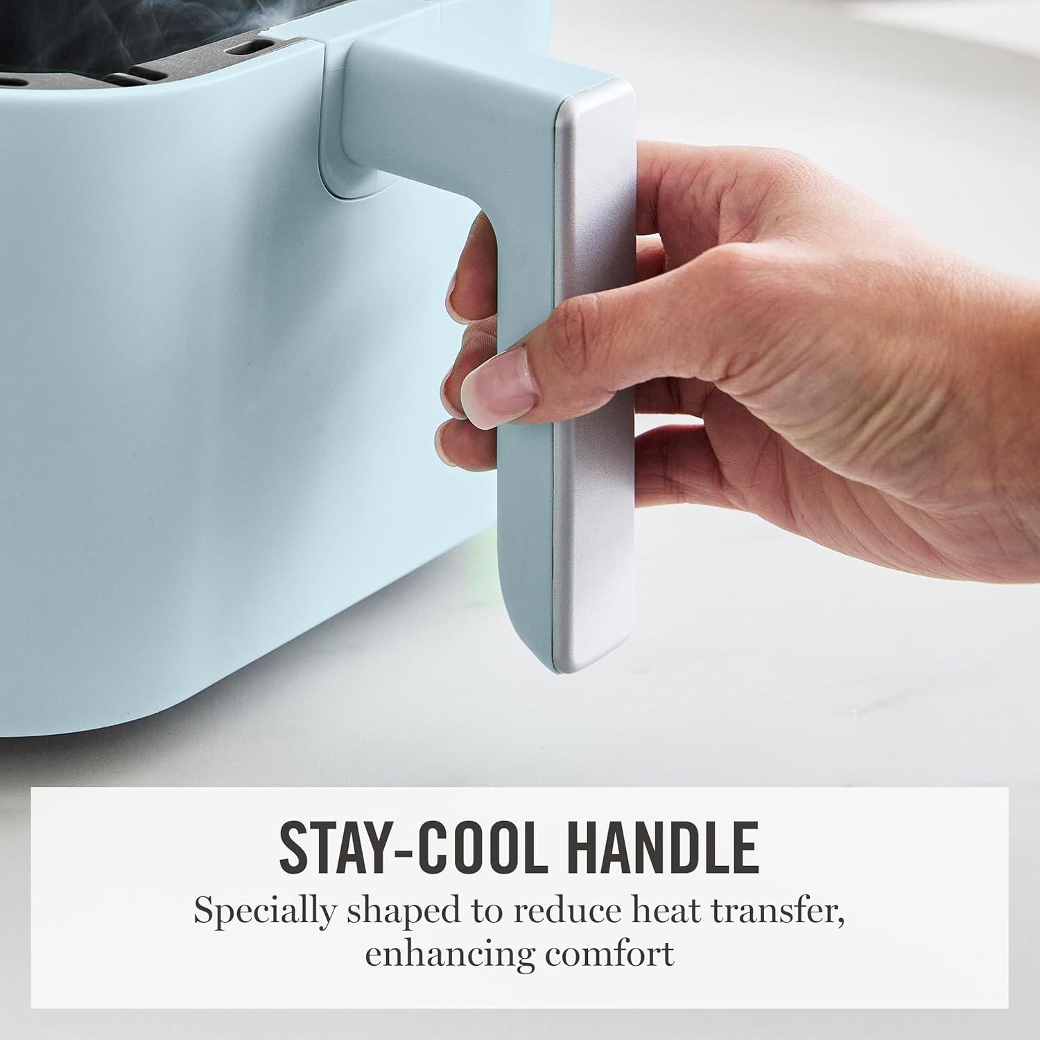 imageMartha Stewart 6QT Air Fryer 6in1 Bake Broil Roast Air Fry Dehydrate Reheat Ceramic NonStick Basket Crispy Results Fast 400F Max Temp Shake Reminder Auto ShutOff Linen CreamSky Blue
