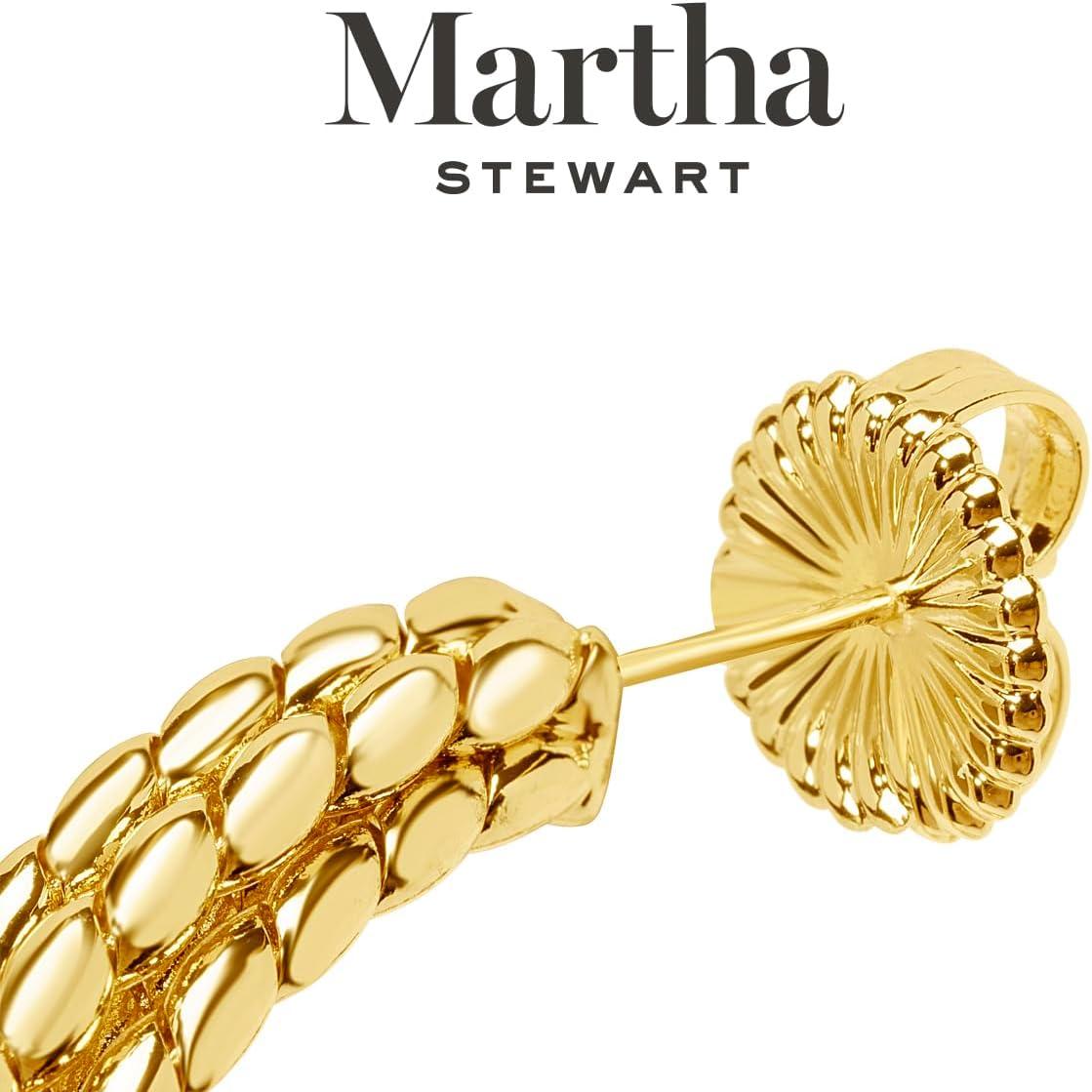 imageMartha Stewart Beaded Gold Hoop Earrings 1 Inch
