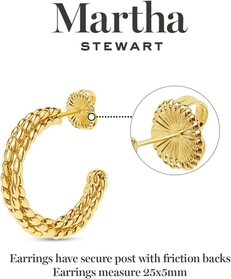 imageMartha Stewart Beaded Gold Hoop Earrings 1 Inch