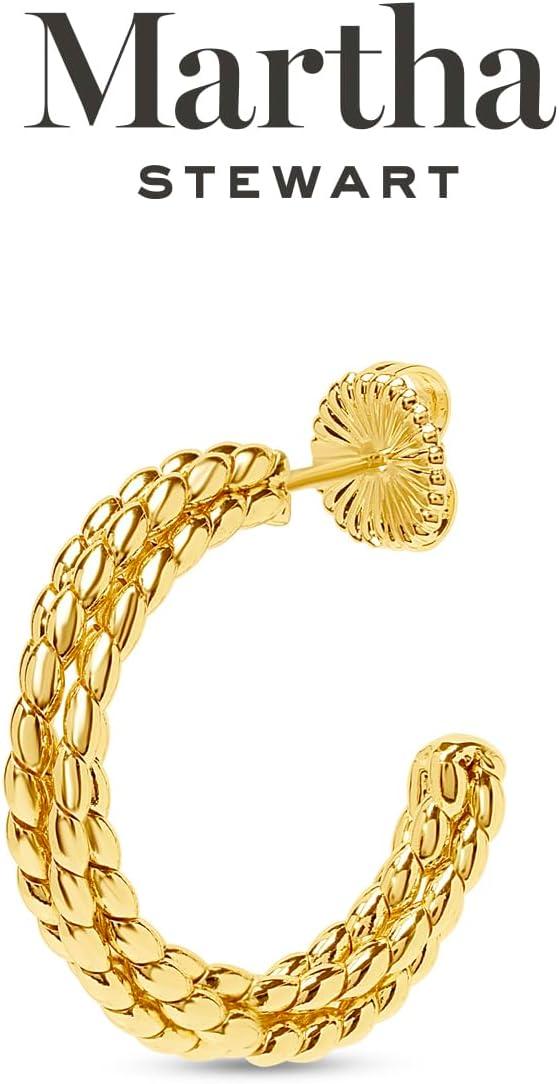 imageMartha Stewart Beaded Gold Hoop Earrings 1 Inch
