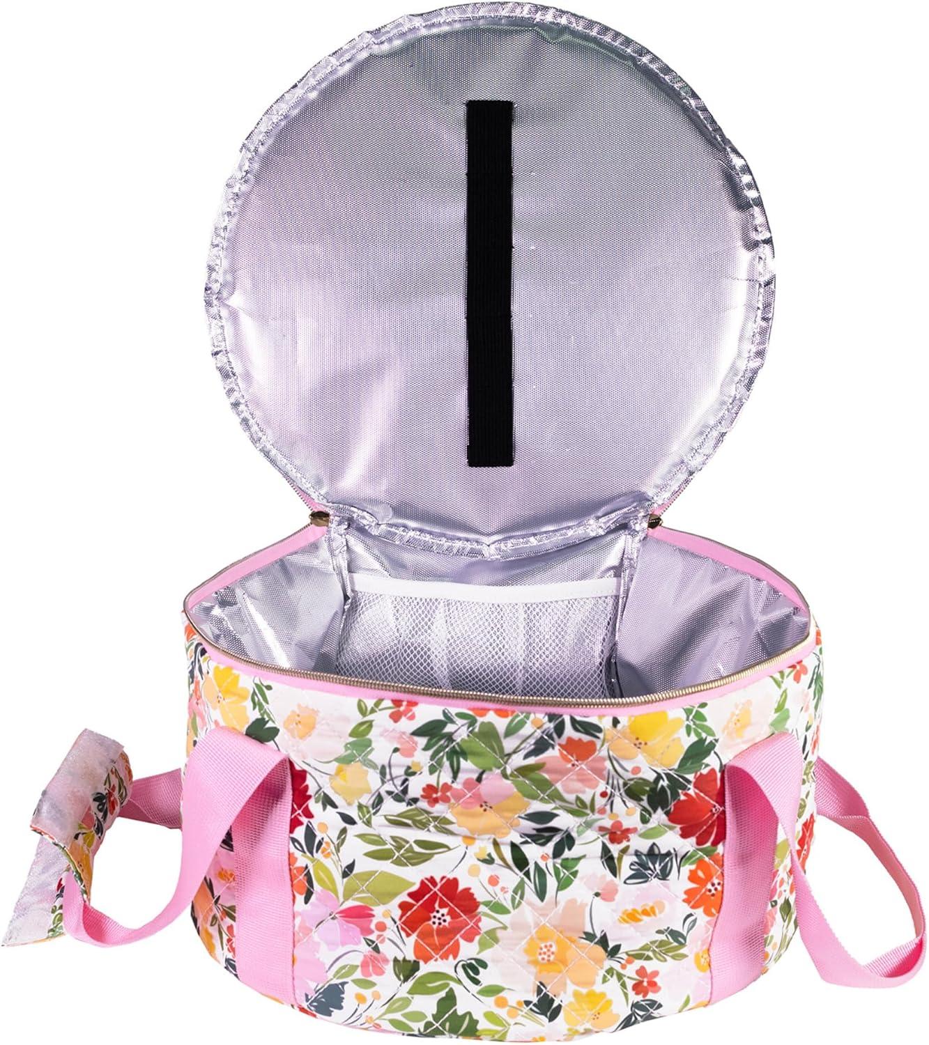 imageMartha Stewart Dutch Oven Carrier Insulated Casserole Tote with Padded Handle Zipper Closure Fits Most 67 Qt Dutch Ovens amp Bakeware for Potlucks and Hosting Floral