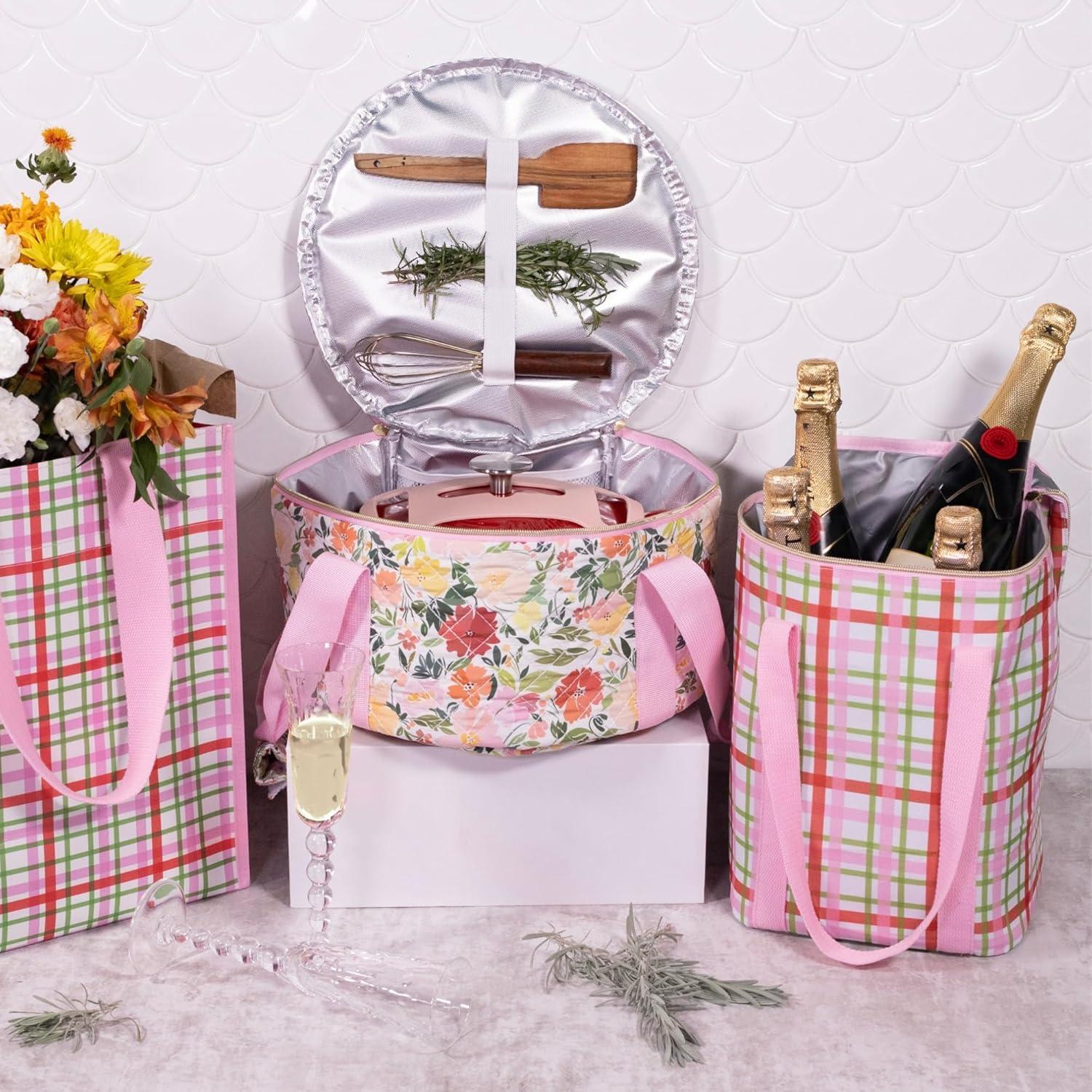 imageMartha Stewart Dutch Oven Carrier Insulated Casserole Tote with Padded Handle Zipper Closure Fits Most 67 Qt Dutch Ovens amp Bakeware for Potlucks and Hosting Floral