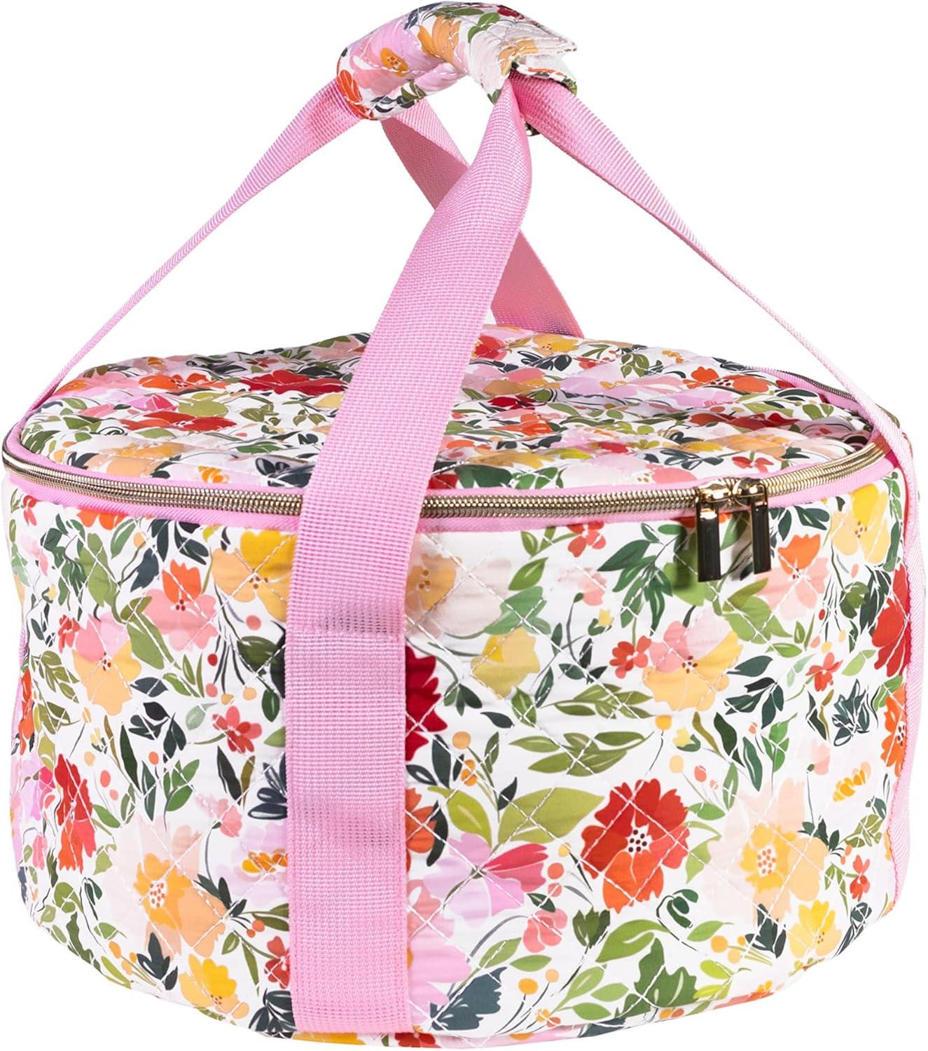 imageMartha Stewart Dutch Oven Carrier Insulated Casserole Tote with Padded Handle Zipper Closure Fits Most 67 Qt Dutch Ovens amp Bakeware for Potlucks and Hosting Floral