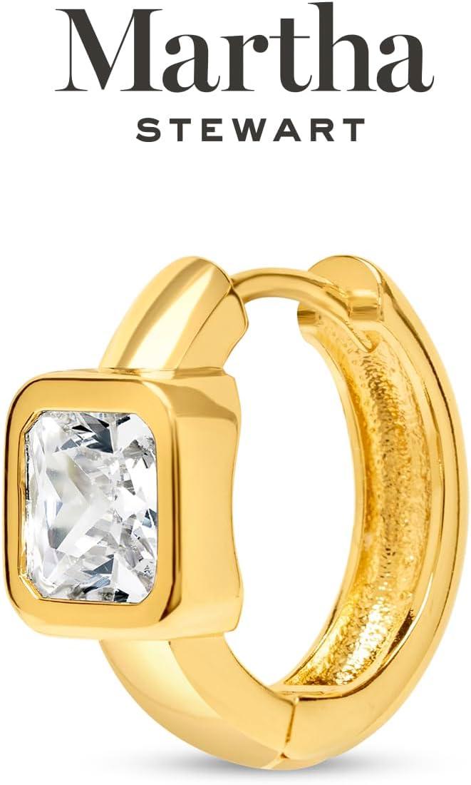 imageMartha Stewart Gold Huggie Hoop EarringsWhite