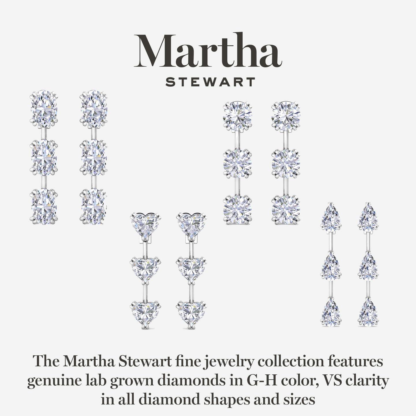 imageMartha Stewart Lab Grown Diamond Earrings Drop Style Sterling Silver Fine Jewelry for WomenHeart Shape5 Carat