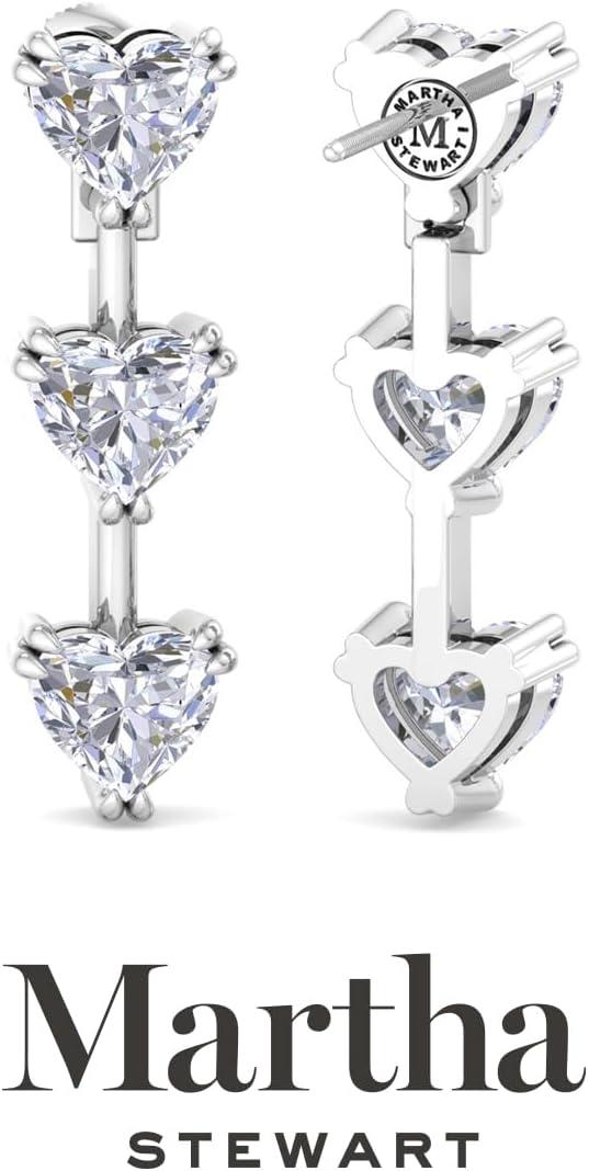 imageMartha Stewart Lab Grown Diamond Earrings Drop Style Sterling Silver Fine Jewelry for WomenOval Shape3 Carat