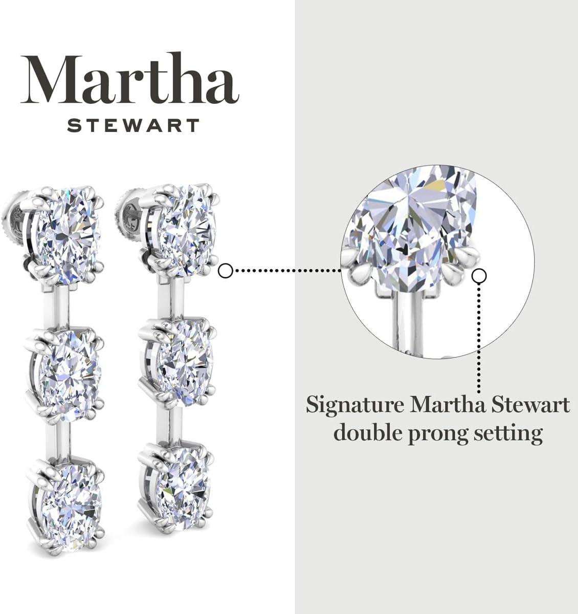 imageMartha Stewart Lab Grown Diamond Earrings Drop Style Sterling Silver Fine Jewelry for WomenOval Shape3 Carat