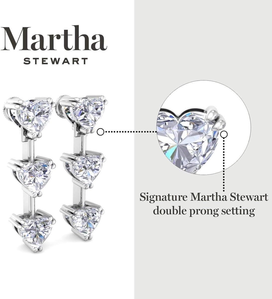 imageMartha Stewart Lab Grown Diamond Earrings Drop Style Sterling Silver Fine Jewelry for WomenOval Shape3 Carat