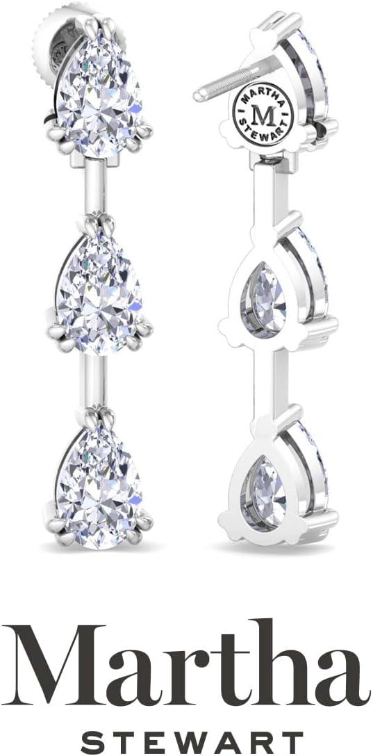 imageMartha Stewart Lab Grown Diamond Earrings Drop Style Sterling Silver Fine Jewelry for WomenPear Shape3 Carat