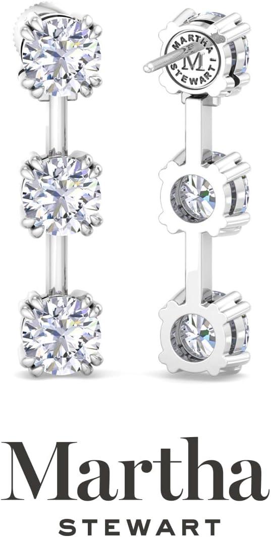 imageMartha Stewart Lab Grown Diamond Earrings Drop Style Sterling Silver Fine Jewelry for WomenPear Shape3 Carat