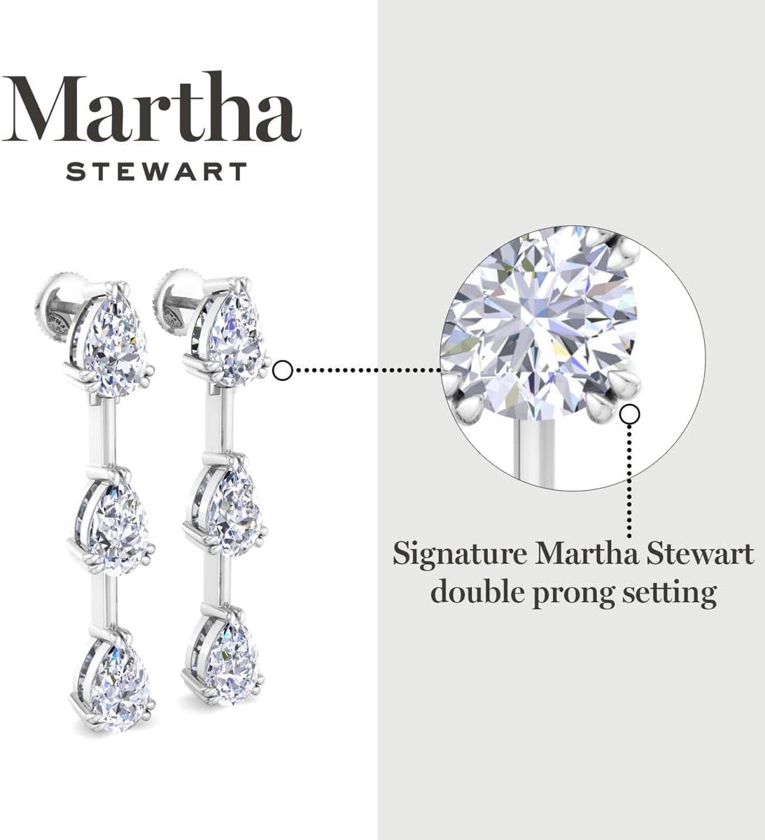 imageMartha Stewart Lab Grown Diamond Earrings Drop Style Sterling Silver Fine Jewelry for WomenPear Shape5 Carat