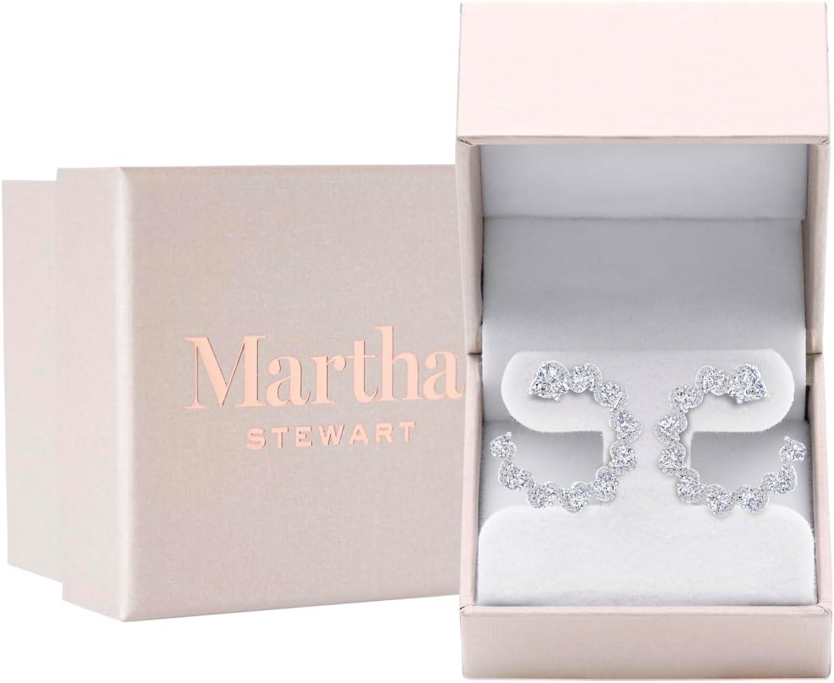 imageMartha Stewart Lab Grown Diamond Earrings Drop Style Sterling Silver Fine Jewelry for WomenPear Shape5 Carat