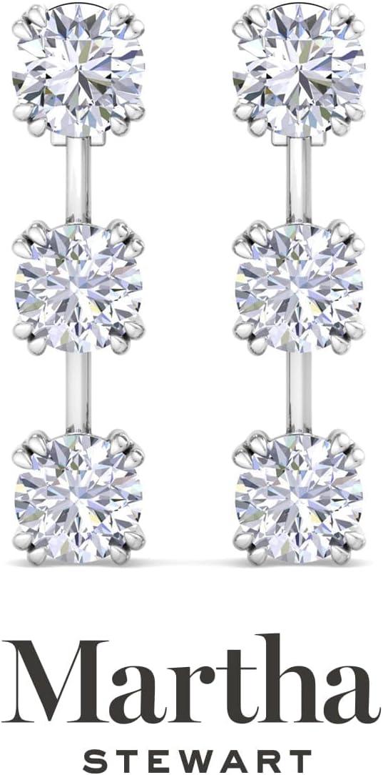 imageMartha Stewart Lab Grown Diamond Earrings Drop Style Sterling Silver Fine Jewelry for WomenRound Shape5 Carat