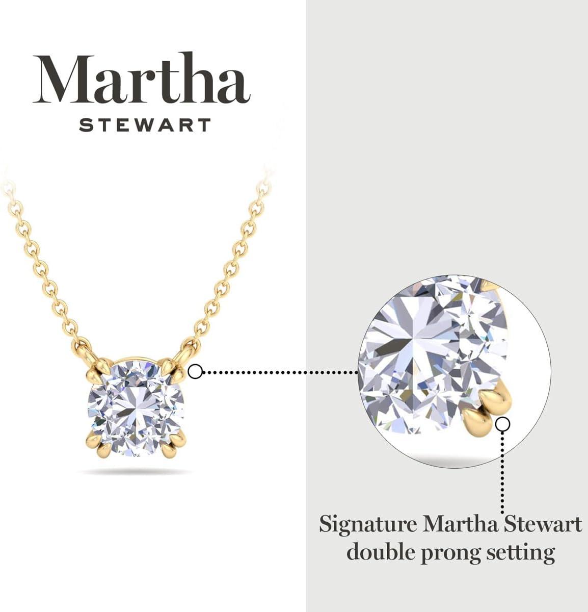 imageMartha Stewart Lab Grown Diamond Solitaire Necklace In Sterling Silver Emerald Heart Pear or Round ShapeHeart Shape1 Carat