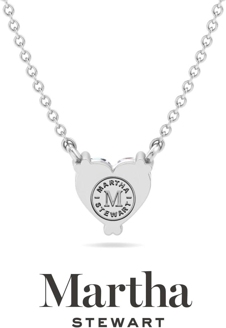imageMartha Stewart Lab Grown Diamond Solitaire Necklace In Sterling Silver Emerald Heart Pear or Round ShapeHeart Shape1 Carat