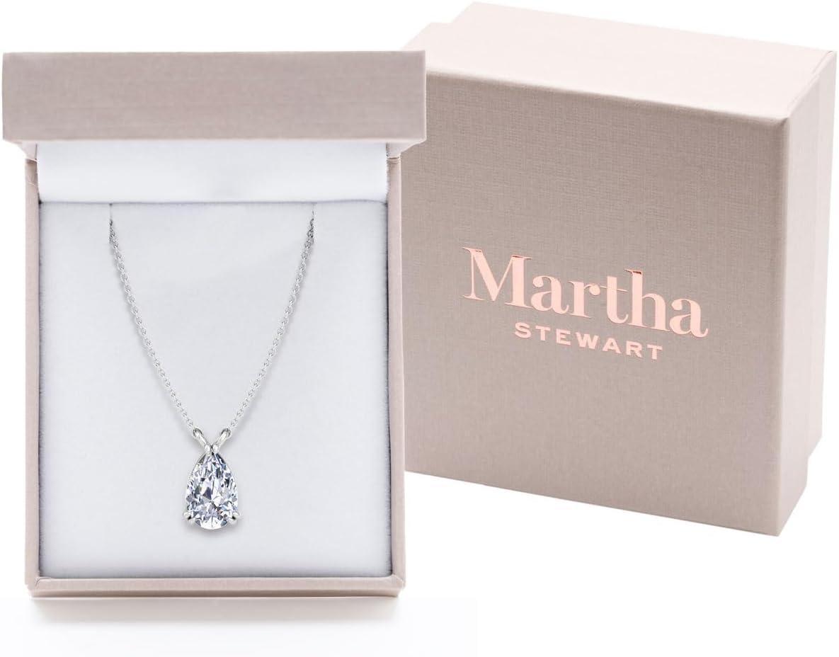 imageMartha Stewart Lab Grown Diamond Solitaire Necklace In Sterling Silver Emerald Heart Pear or Round ShapePear Shape2 Carat