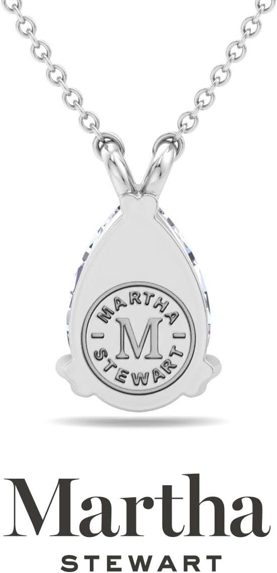 imageMartha Stewart Lab Grown Diamond Solitaire Necklace In Sterling Silver Emerald Heart Pear or Round ShapePear Shape2 Carat
