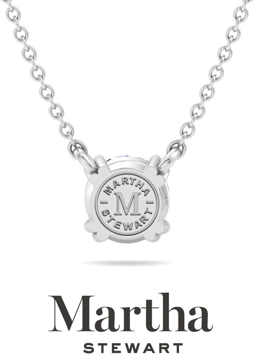 imageMartha Stewart Lab Grown Diamond Solitaire Necklace In Sterling Silver Emerald Heart Pear or Round ShapeRound Shape1 Carat