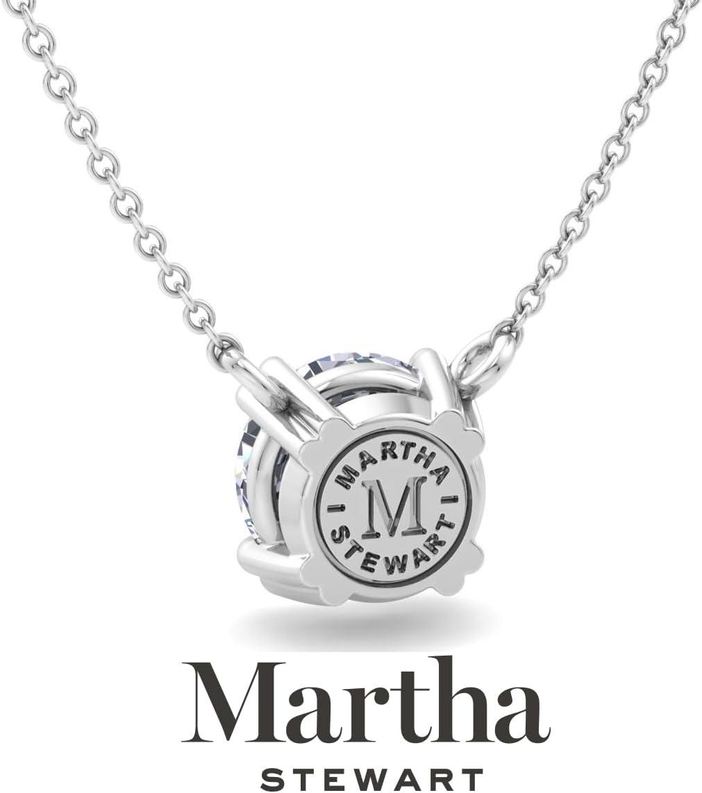 imageMartha Stewart Lab Grown Diamond Solitaire Necklace In Sterling Silver Emerald Heart Pear or Round ShapeRound Shape3 Carat