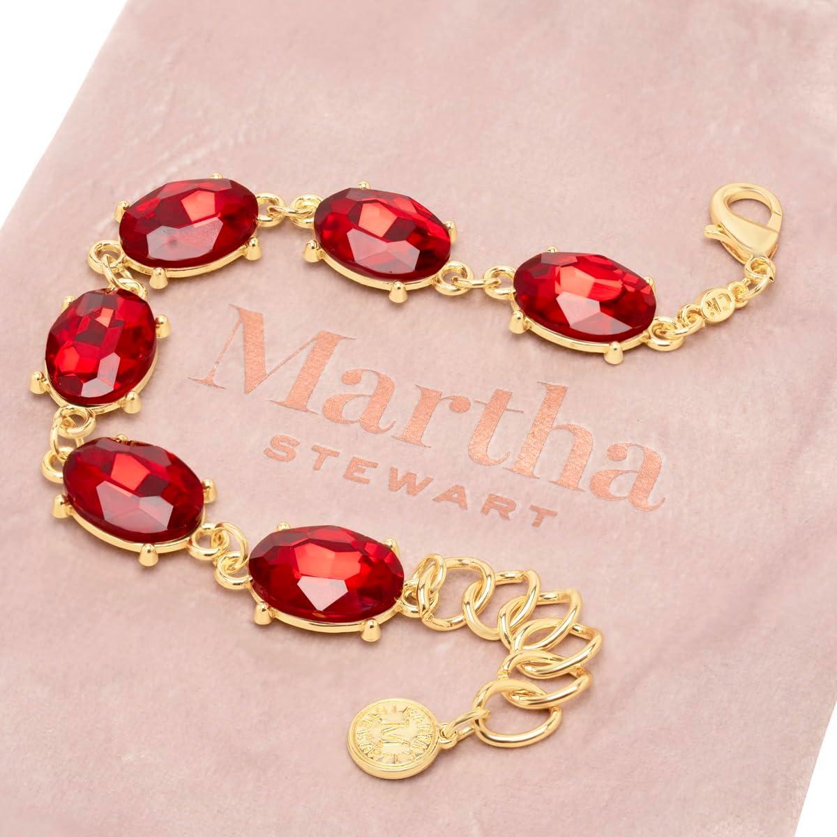 imageMartha Stewart Oval Crystal Statement BraceletRed