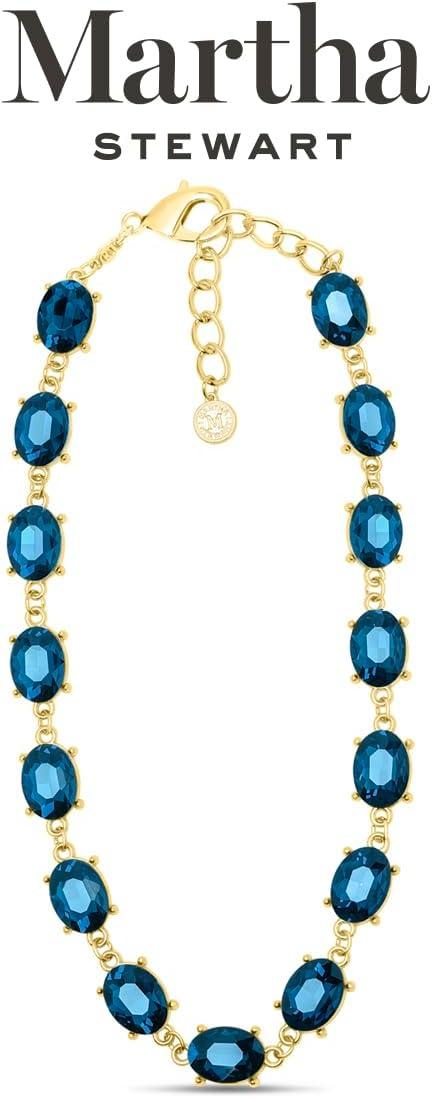 imageMartha Stewart Oval Crystal Statement NecklaceBlue