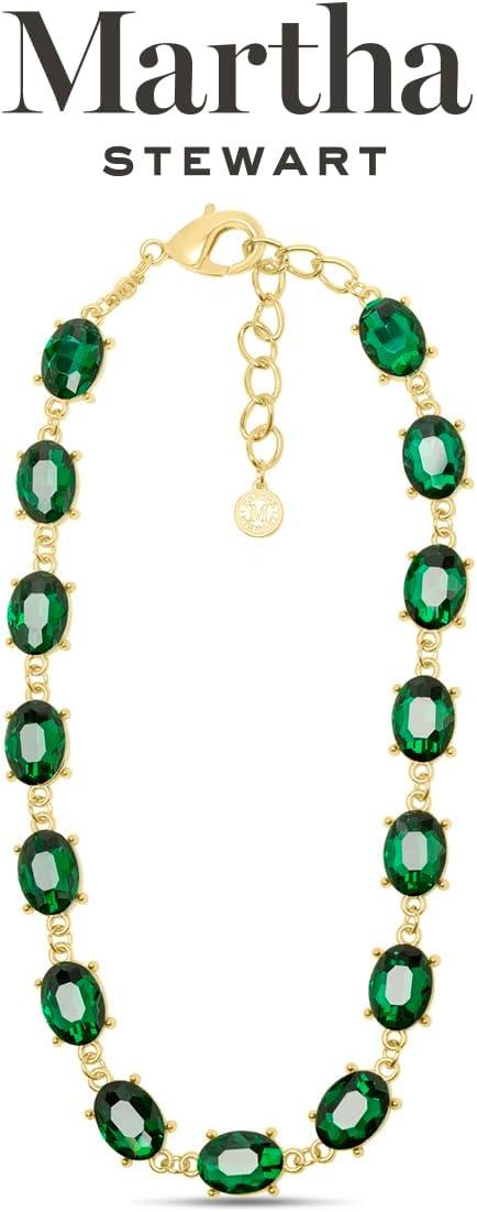 imageMartha Stewart Oval Crystal Statement NecklaceGreen
