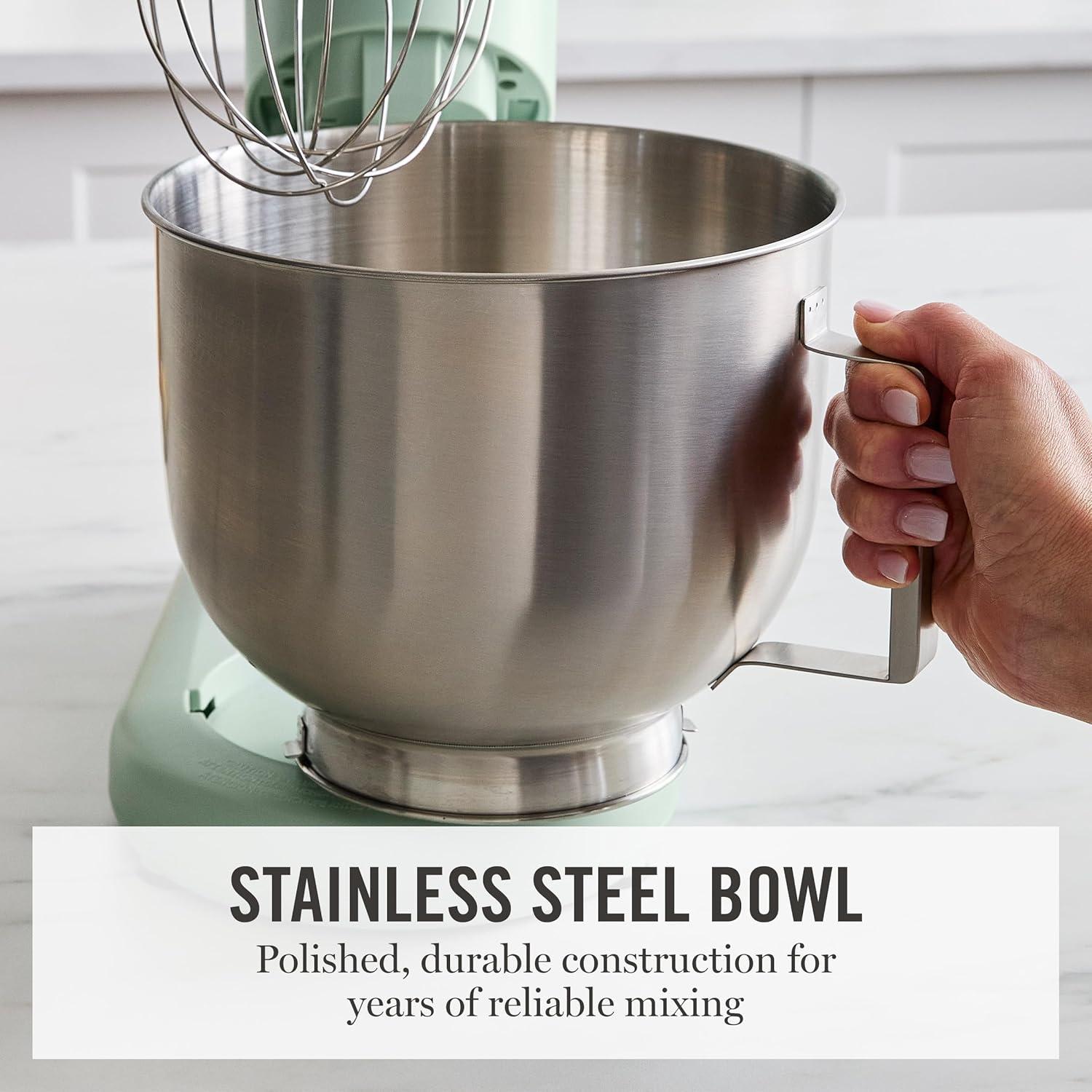 imageMartha Stewart TiltHead Stand Mixer12 Speed 53QT Stainless Steel Bowl Splash Guard with Pour Chute Whisk Dough Hook Flat BeaterElectric Kitchen Baking Mixer Bread Cake Whip Linen WhiteHoneydew Green