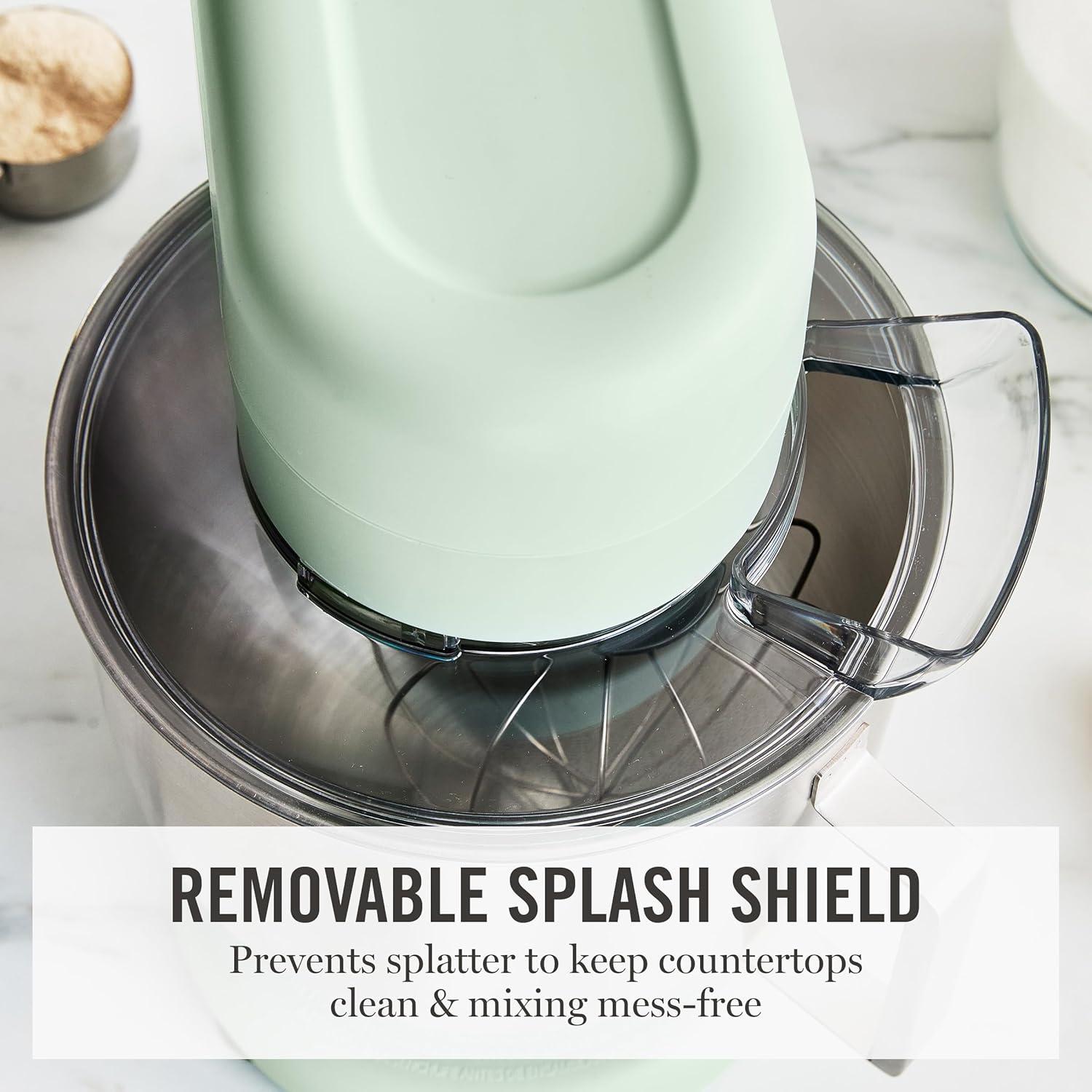imageMartha Stewart TiltHead Stand Mixer12 Speed 53QT Stainless Steel Bowl Splash Guard with Pour Chute Whisk Dough Hook Flat BeaterElectric Kitchen Baking Mixer Bread Cake Whip Linen WhiteHoneydew Green