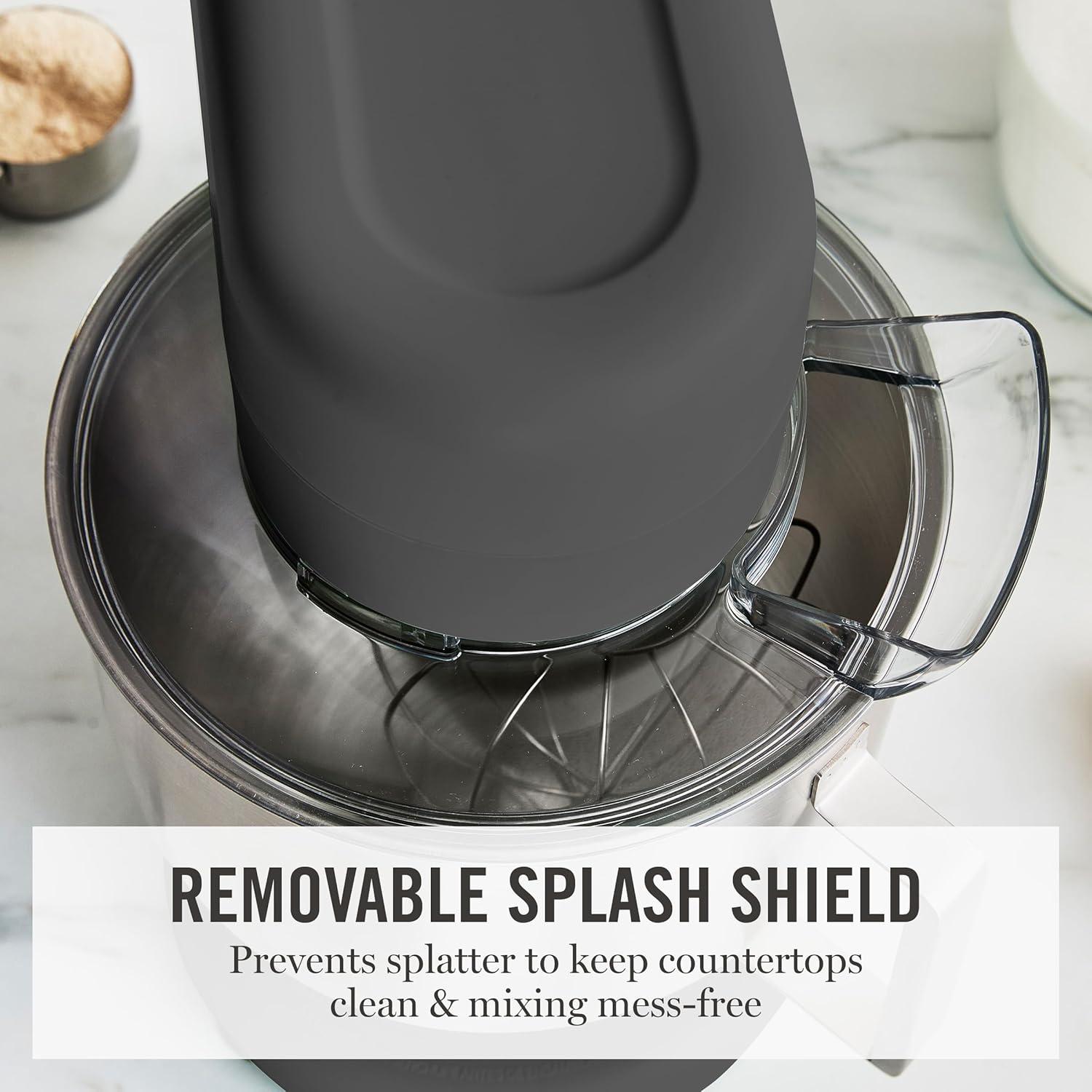 imageMartha Stewart TiltHead Stand Mixer12 Speed 53QT Stainless Steel Bowl Splash Guard with Pour Chute Whisk Dough Hook Flat BeaterElectric Kitchen Baking Mixer Bread Cake Whip Linen WhiteCaviar Gray