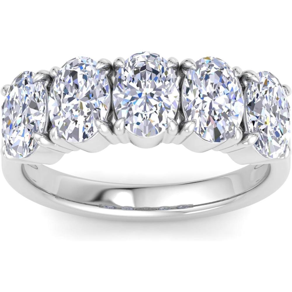 imageMartha Stewart 3 Carat Oval Shape Lab Grown Diamond Five Stone Engagement Ring In Sterling Silver