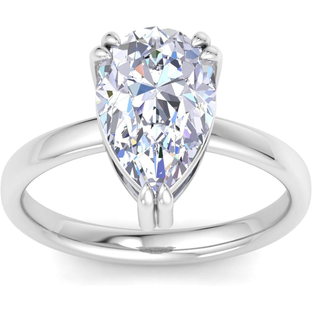 imageMartha Stewart 3 Carat Pear Shape Lab Grown Diamond Solitaire Engagement Ring In Sterling Silver