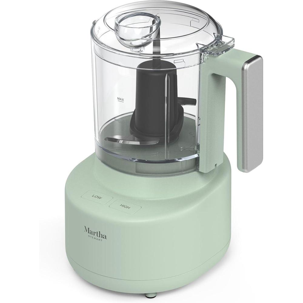 imageMartha Stewart 3 Cup Electric Food Chopper Vegetable amp Herb Mini Food Processor 24oz BPAFree Bowl Stainless Steel Blades Pour Spout Dicing Mincing Chop amp Puree Dishwasher Safe LinenHoneydew Green
