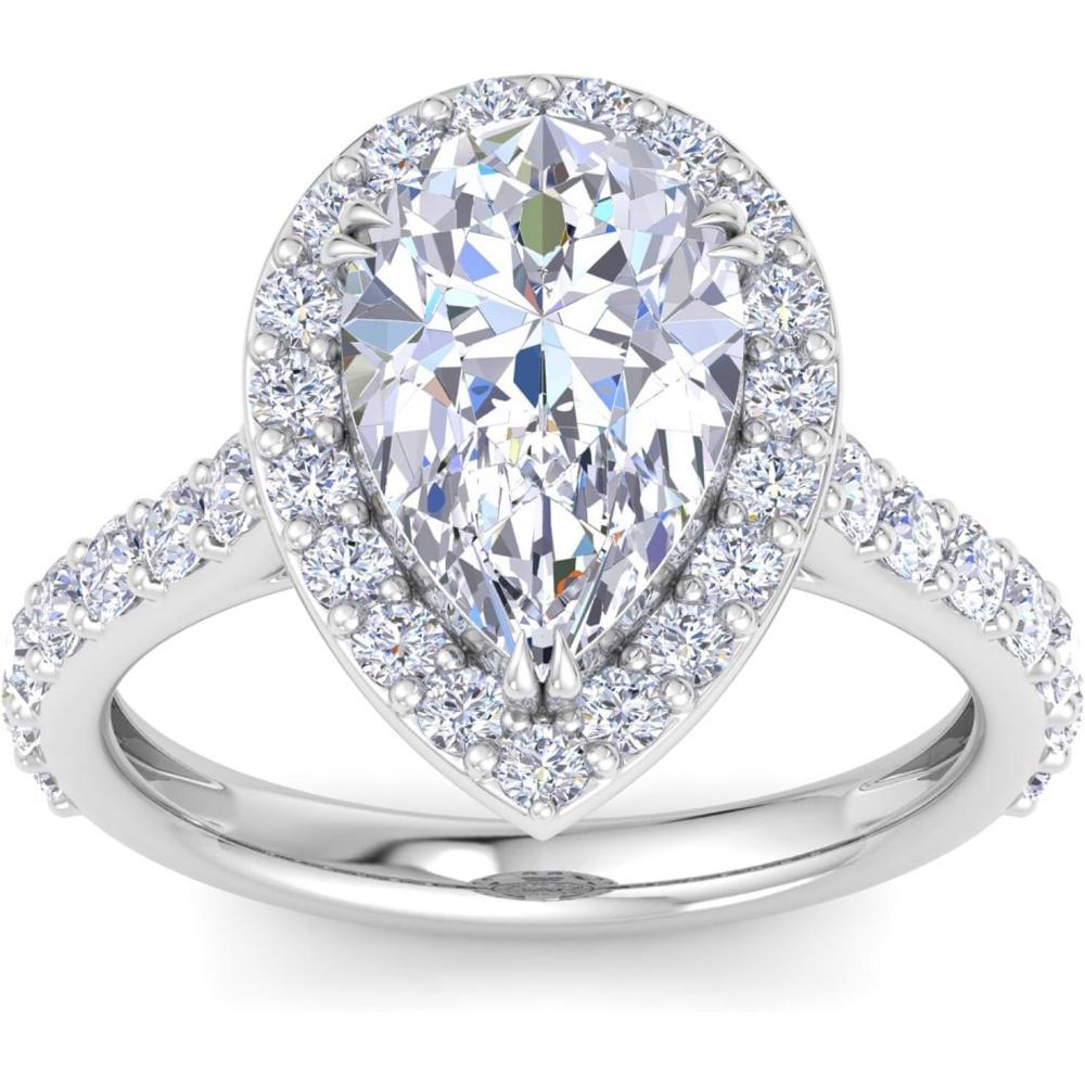 imageMartha Stewart 4 Carat Pear Shape Lab Grown Diamond Halo Engagement Ring In Sterling Silver