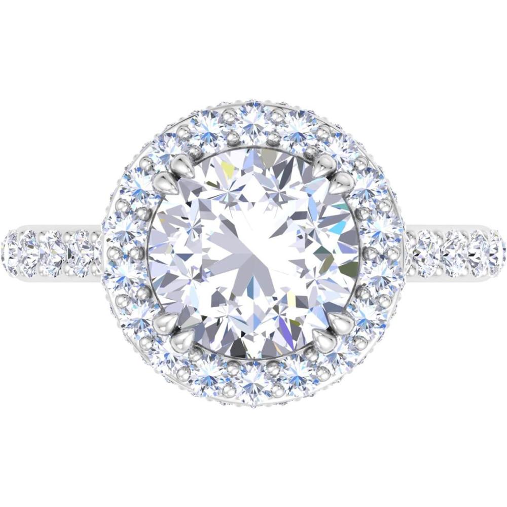 imageMartha Stewart 4 Carat Round Lab Grown Diamond Hidden Halo Engagement Ring In Sterling Silver