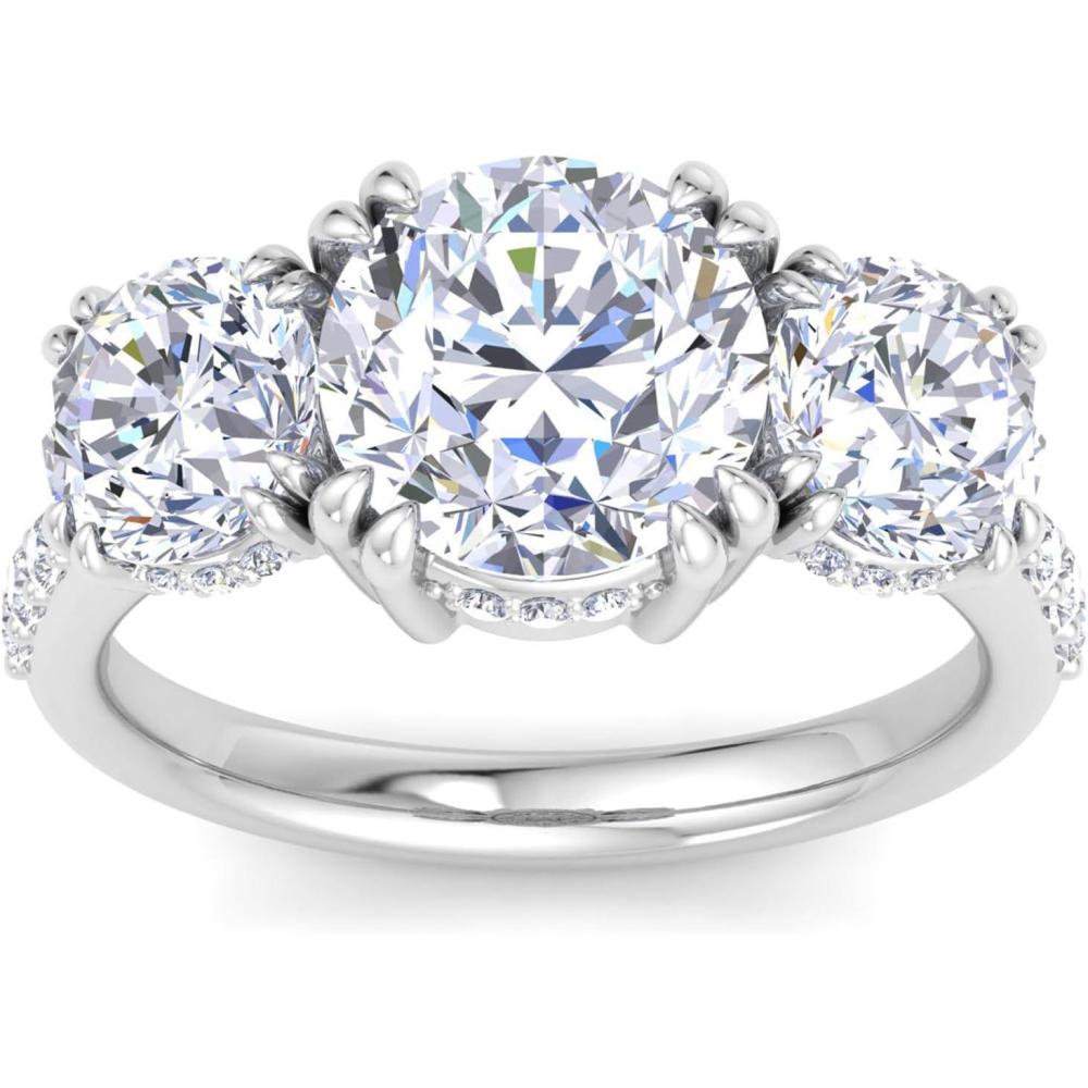 imageMartha Stewart 5 12 Carat Round Lab Grown Diamond Three Stone Plus Engagement Ring In Sterling Silver