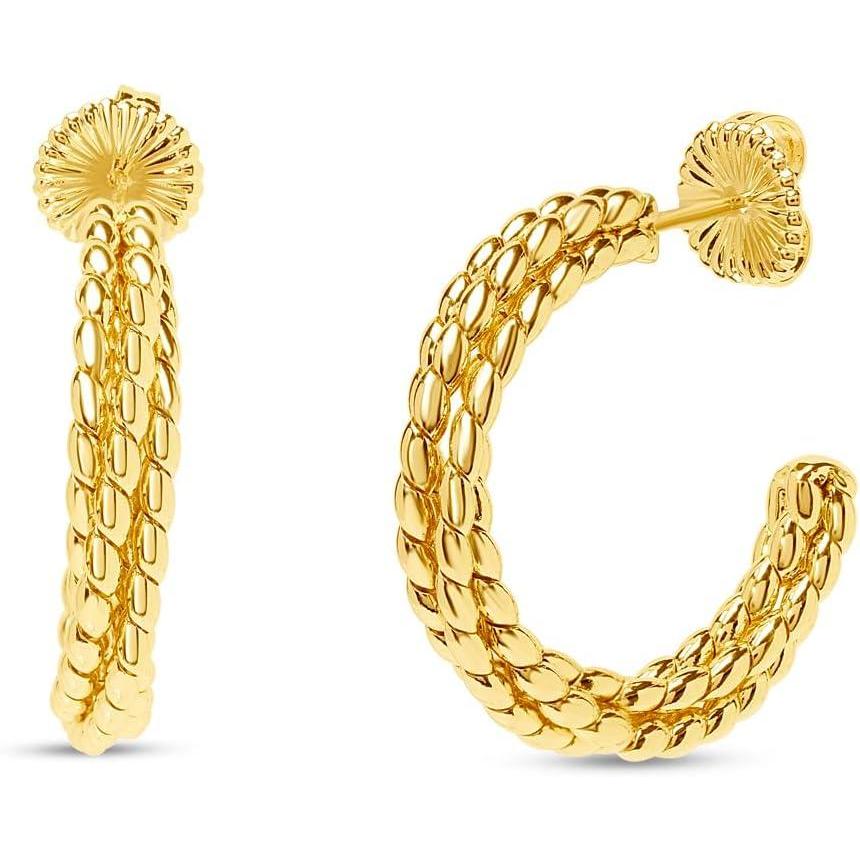 imageMartha Stewart Beaded Gold Hoop Earrings 1 Inch