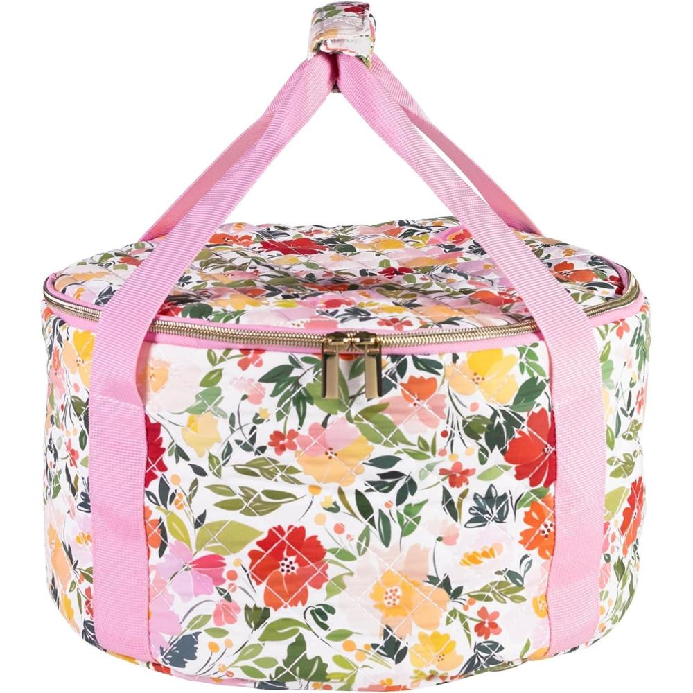imageMartha Stewart Dutch Oven Carrier Insulated Casserole Tote with Padded Handle Zipper Closure Fits Most 67 Qt Dutch Ovens amp Bakeware for Potlucks and Hosting Floral