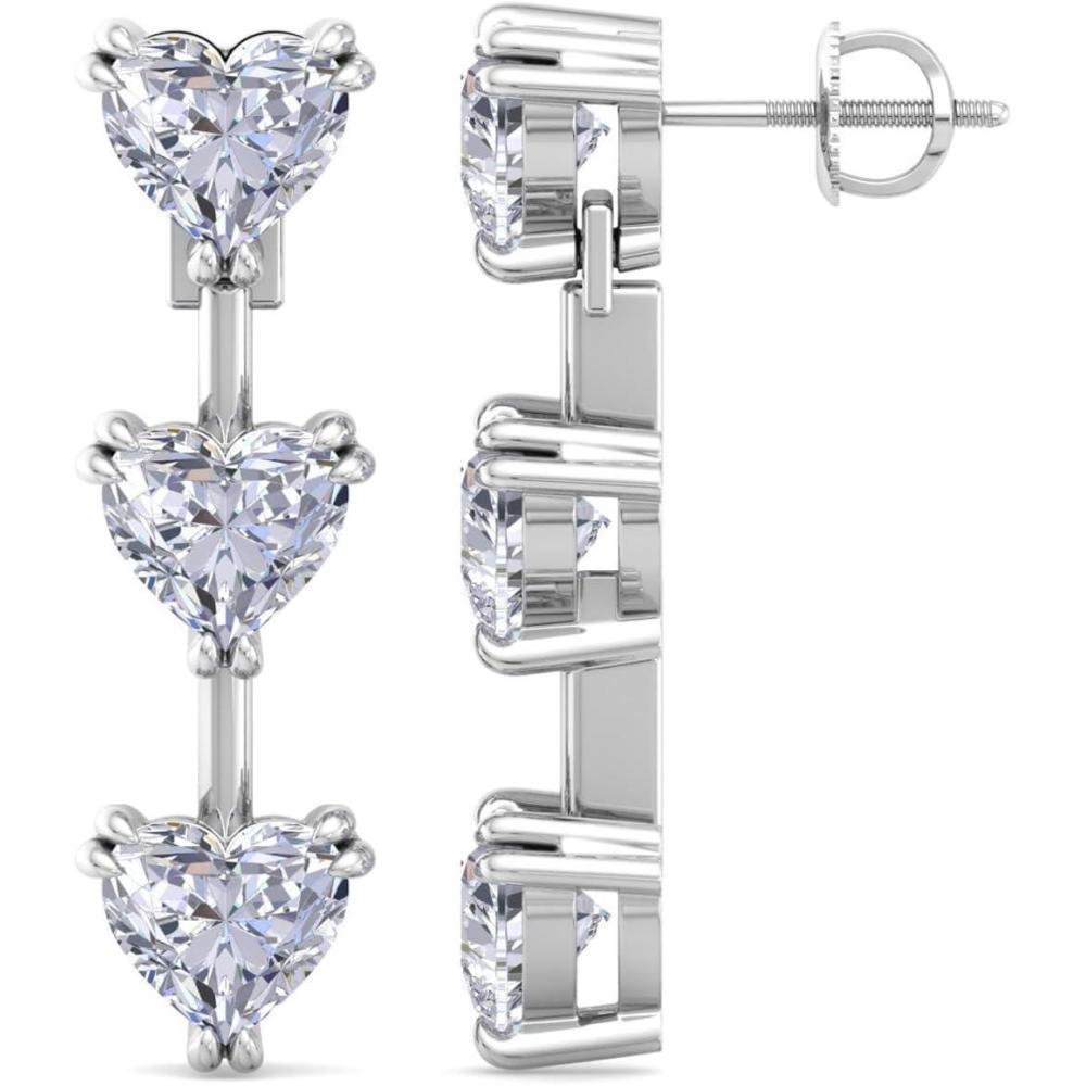 imageMartha Stewart Lab Grown Diamond Earrings Drop Style Sterling Silver Fine Jewelry for WomenHeart Shape3 Carat