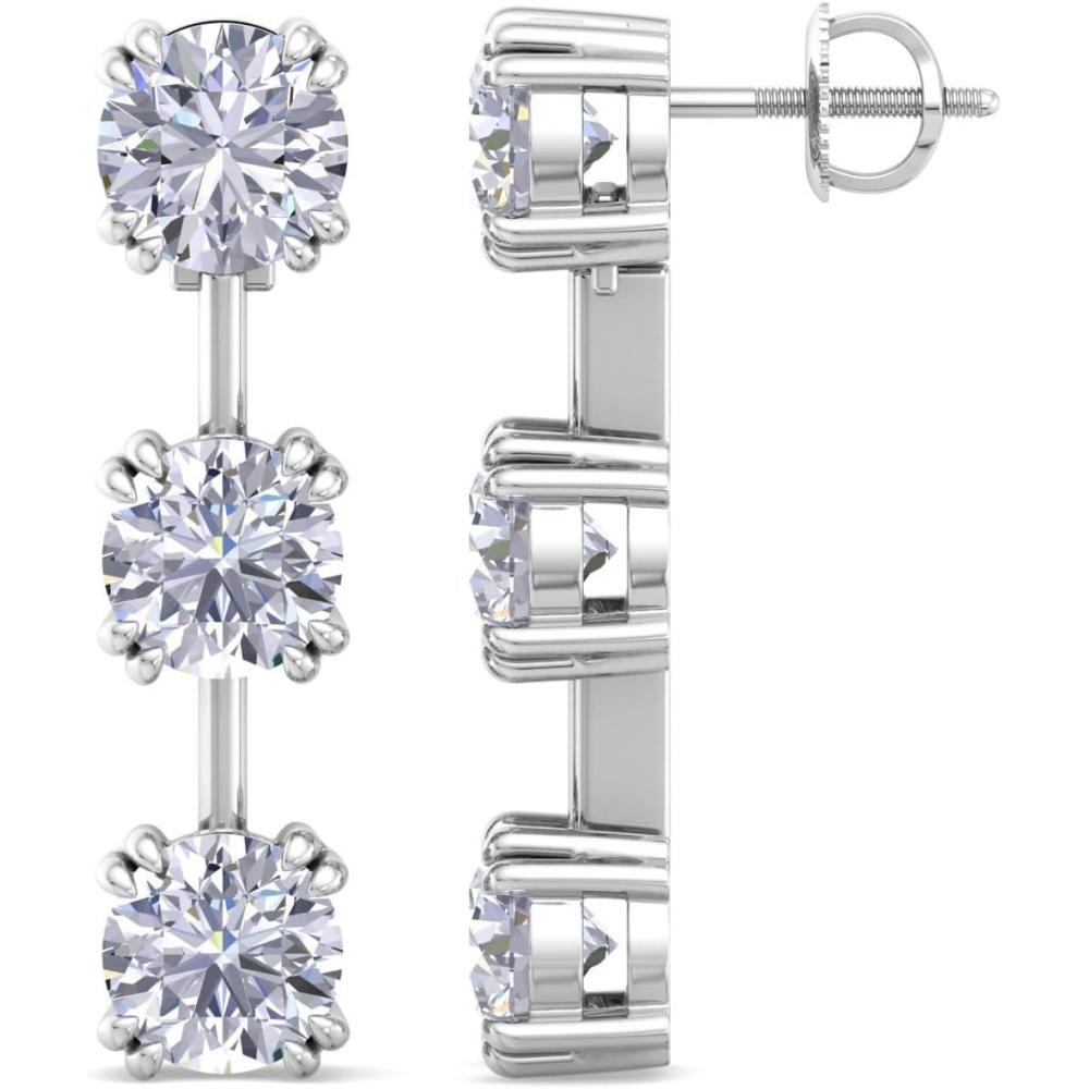 imageMartha Stewart Lab Grown Diamond Earrings Drop Style Sterling Silver Fine Jewelry for WomenHeart Shape5 Carat