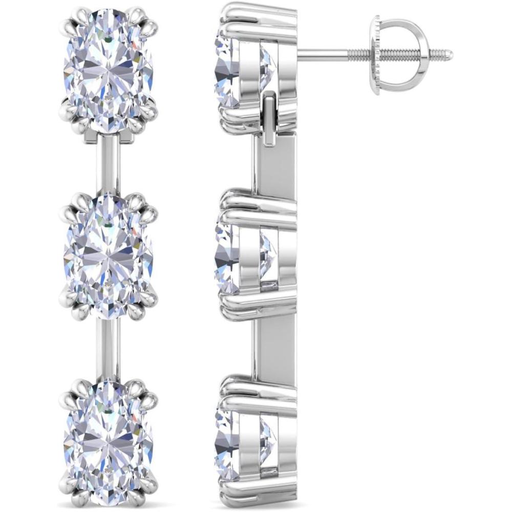 imageMartha Stewart Lab Grown Diamond Earrings Drop Style Sterling Silver Fine Jewelry for WomenOval Shape3 Carat