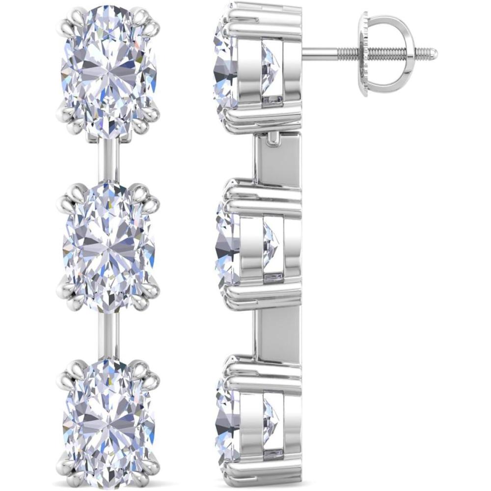 imageMartha Stewart Lab Grown Diamond Earrings Drop Style Sterling Silver Fine Jewelry for WomenOval Shape5 Carat