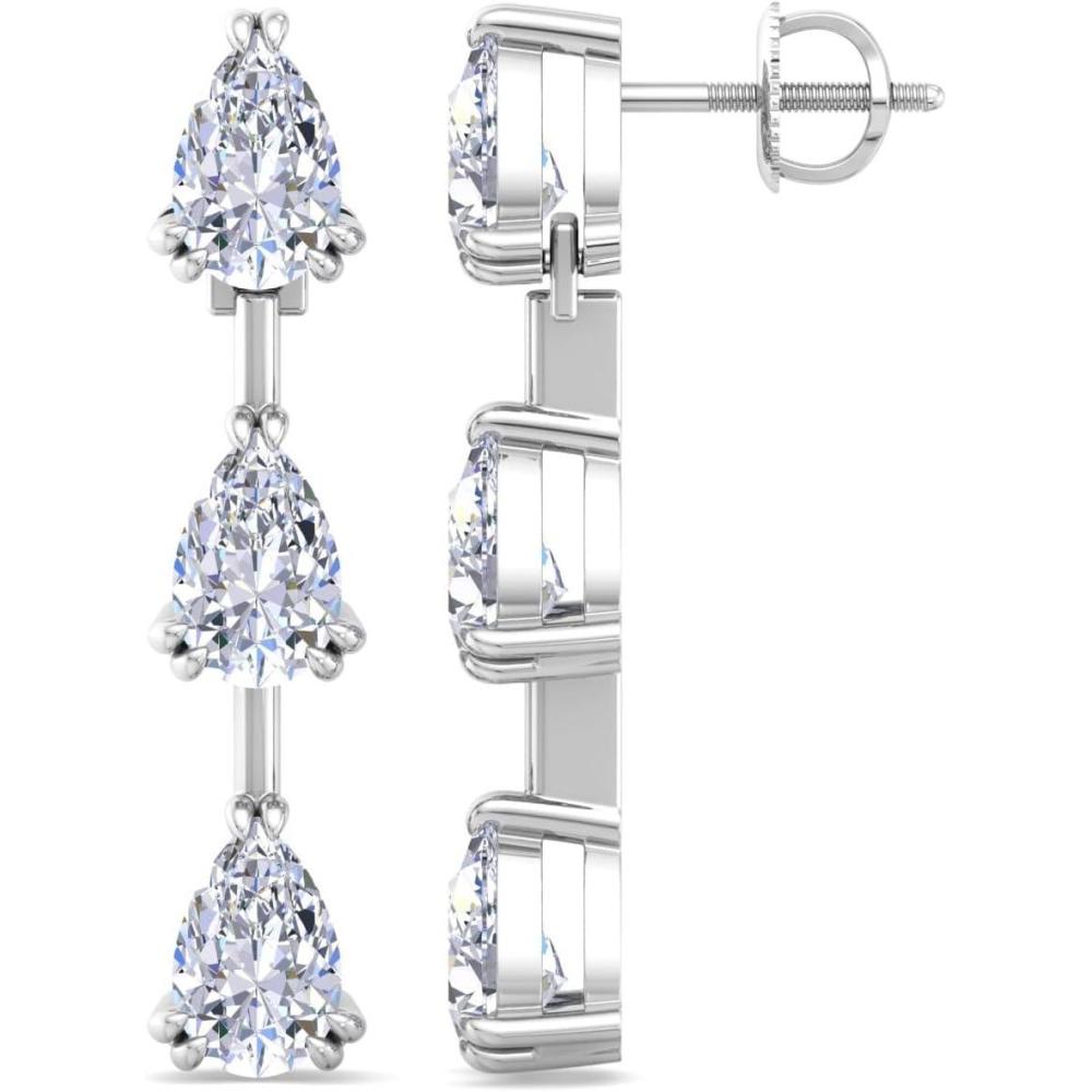 imageMartha Stewart Lab Grown Diamond Earrings Drop Style Sterling Silver Fine Jewelry for WomenPear Shape3 Carat