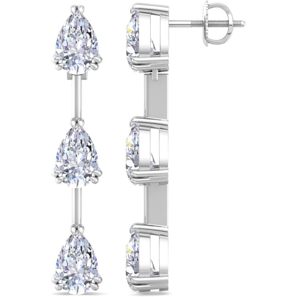 imageMartha Stewart Lab Grown Diamond Earrings Drop Style Sterling Silver Fine Jewelry for WomenPear Shape5 Carat