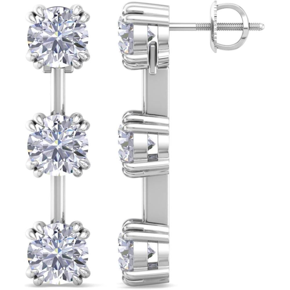 imageMartha Stewart Lab Grown Diamond Earrings Drop Style Sterling Silver Fine Jewelry for WomenRound Shape3 Carat