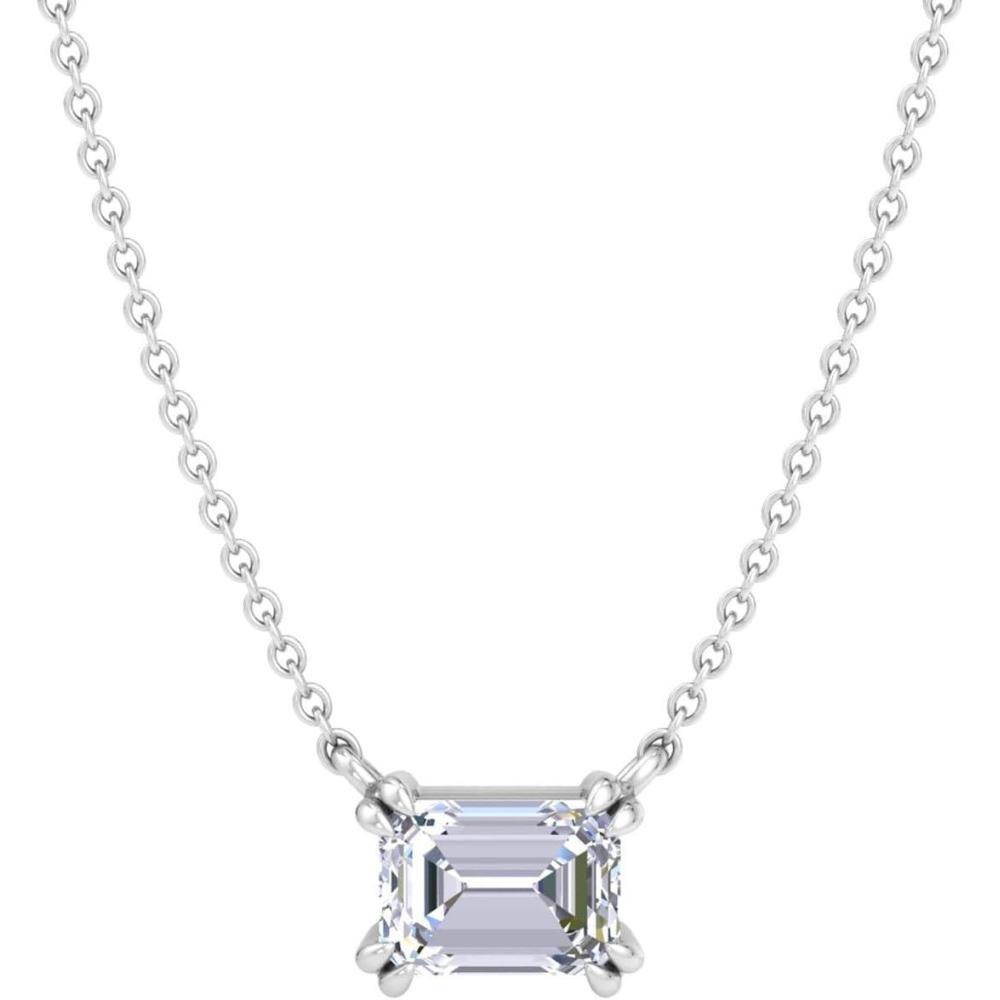 imageMartha Stewart Lab Grown Diamond Solitaire Necklace In Sterling Silver Emerald Heart Pear or Round ShapeEmerald Cut1 Carat