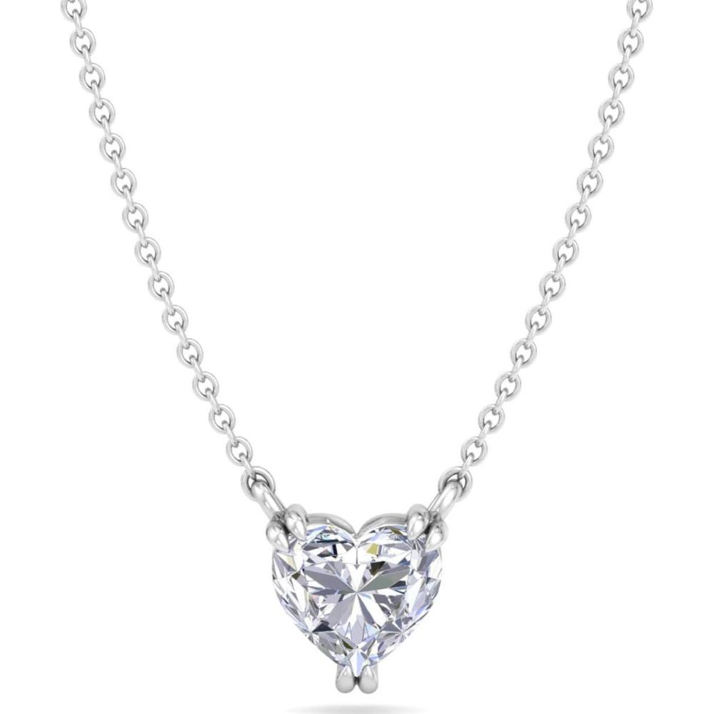 imageMartha Stewart Lab Grown Diamond Solitaire Necklace In Sterling Silver Emerald Heart Pear or Round ShapeHeart Shape1 Carat
