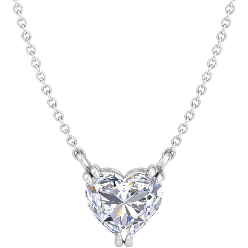 imageMartha Stewart Lab Grown Diamond Solitaire Necklace In Sterling Silver Emerald Heart Pear or Round ShapeHeart Shape2 Carat
