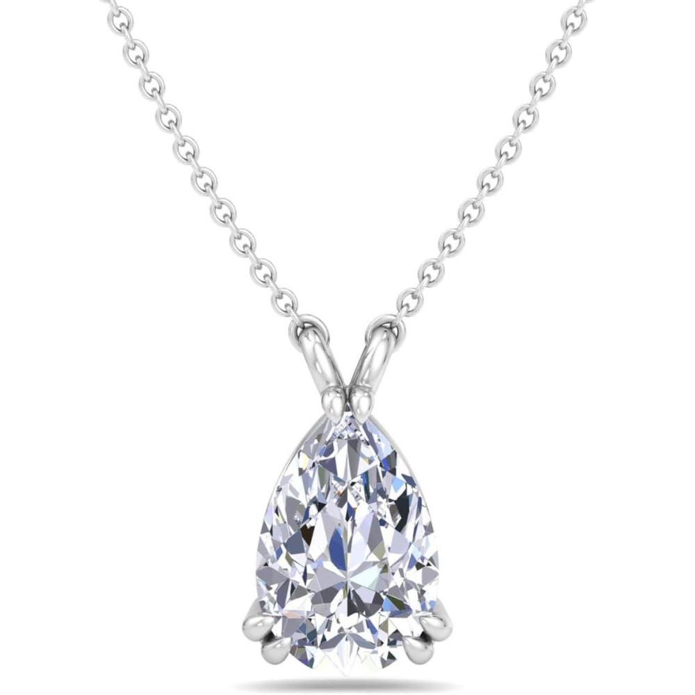 imageMartha Stewart Lab Grown Diamond Solitaire Necklace In Sterling Silver Emerald Heart Pear or Round ShapePear Shape2 Carat