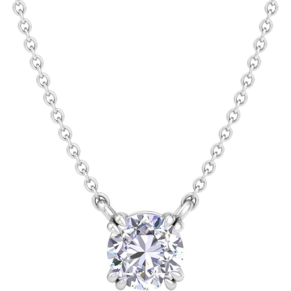 imageMartha Stewart Lab Grown Diamond Solitaire Necklace In Sterling Silver Emerald Heart Pear or Round ShapeRound Shape1 Carat