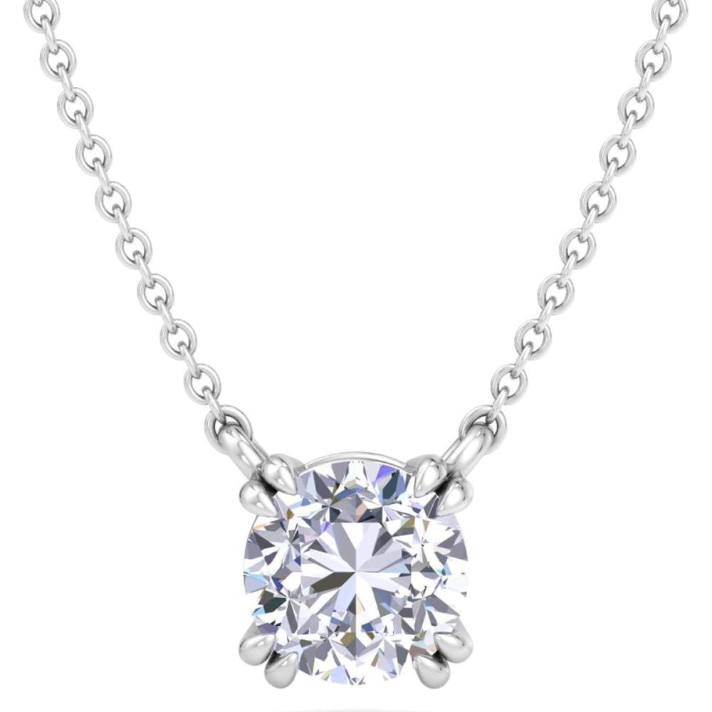 imageMartha Stewart Lab Grown Diamond Solitaire Necklace In Sterling Silver Emerald Heart Pear or Round ShapeRound Shape2 Carat